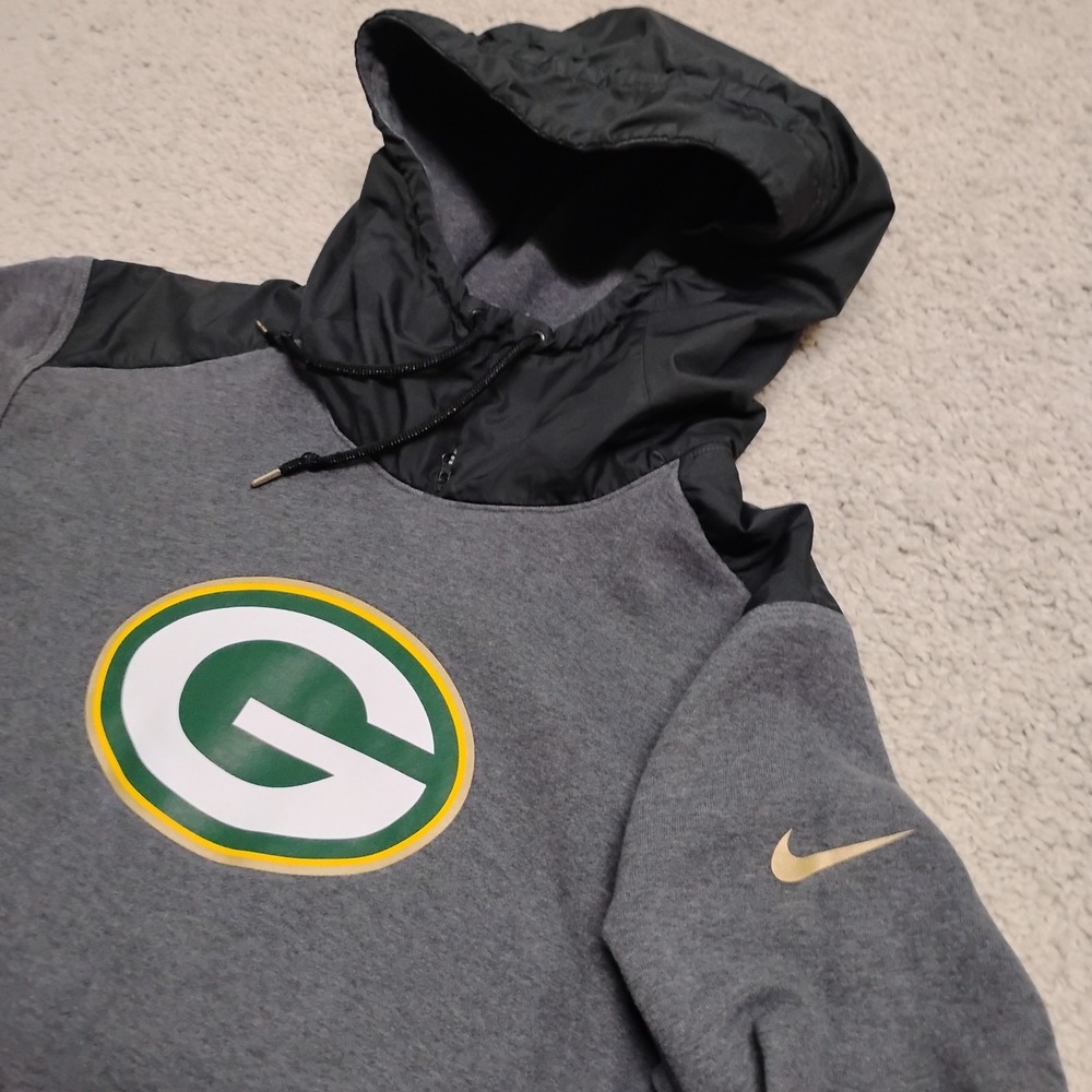 Green Bay Packers Hoodie Mens XXL Gray NFL Football Nike Neck Zip Sweatshirt Gym